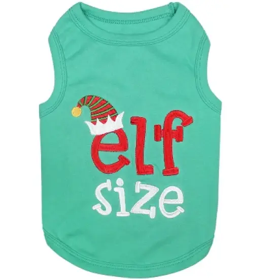 Parisian Pet Embroidered 'Elf Size Shirt' - Holiday Pet Apparel & Christmas Dog Clothes, Green image {3}