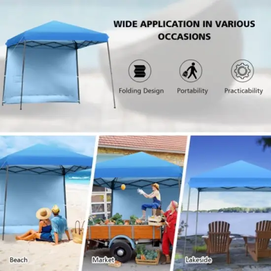 Tangkula 10x10 ft Pop up Canopy Tent One Person Set-up Instant Shelter with Central Lock W/ Roll-up Side Wall image {8}