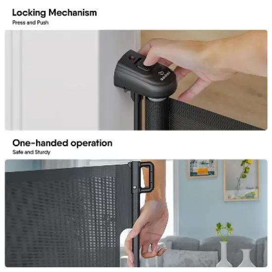BabyBond Retractable Baby Gate for Stair and Doorway,33" Tall, 71" Wide,Hardware Mounting Kit image {5}