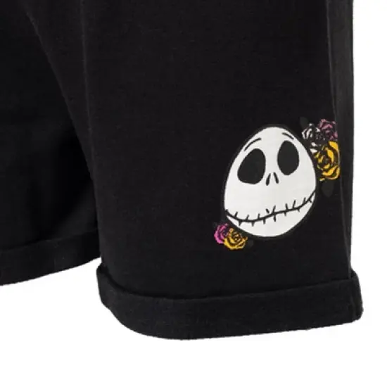 Disney Nightmare Before Christmas Knotted Graphic T-Shirt French Terry Shorts Set Black / Pink  image {5}