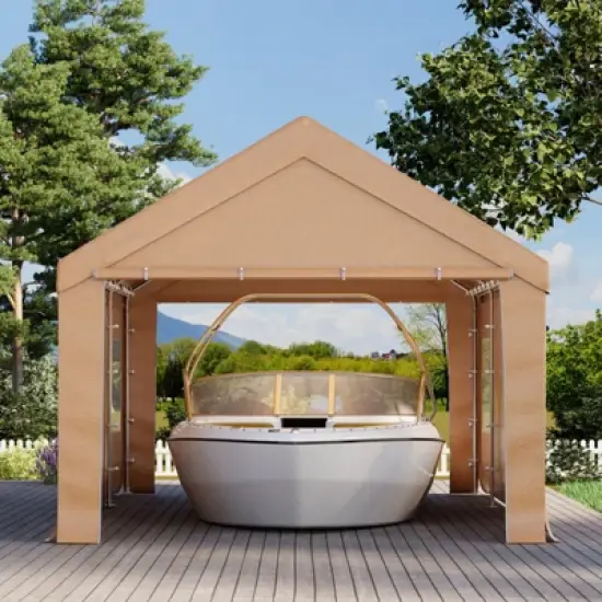 EROMMY 12 Ft X 20 Ft Car Canopy Portable Garage, Yellow image {1}