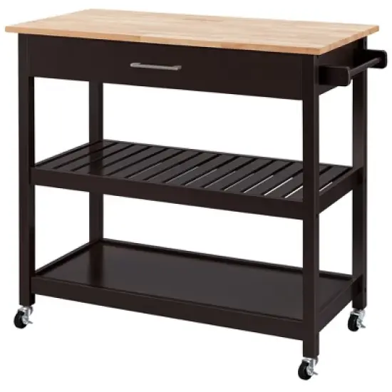 Yaheetech Rolling Kitchen Island Microwave Oven Stand with 3 Shelves and Worktop image {8}