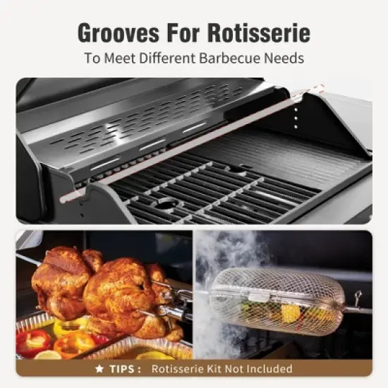 Captiva Designs 4-Burner Propane BBQ Grill with Side Burner & Porcelain-Enameled Cast Iron Grates - 46,700 BTU image {3}