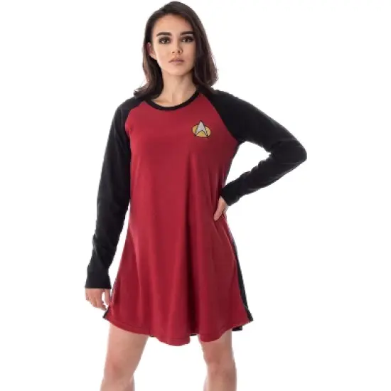 Star Trek Next Generation Women's Juniors Picard Raglan Nightgown Sleep Shirt image {6}