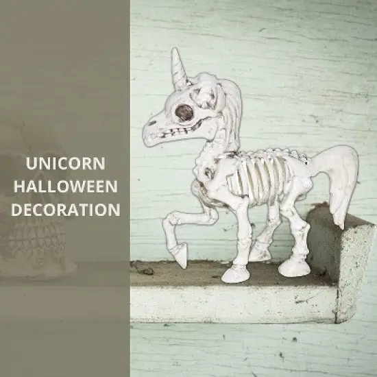 Unicorn Halloween Skeleton Decoration Tabletop Indoor Outdoor Decorations, Creepy Posable Figurine, 7 Inches image {1}