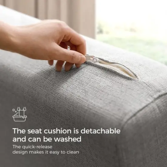 Luck Live Modern Patio Sofas 62.2in extendable pull Outdoor Sofa bed,Solid wood & White metal frame/Gray cushion with storage function image {13}