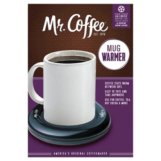 Mr. Coffee Mug Warmer Black: Metal Cup Warmer with Non-Skid Feet, Indicator Light, 17W, Includes Manual image {2}
