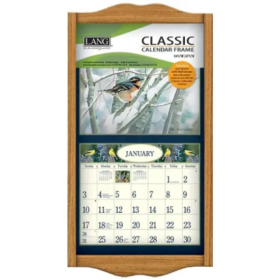 Undated Calendar Frame Pine Classic Solid Oak - Lang image {2}
