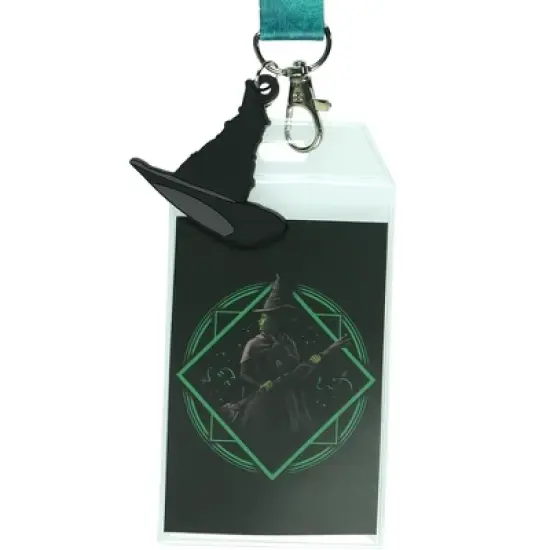 Wicked Lanyard Elphaba Witch Hat Rubber Charm Breakaway ID Badge Holder with 2" Rubber Charm Green image {1}