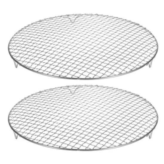 Unique Bargains Stainless Steel Round Cross Wire Barbecue Grill with Legs image {16}