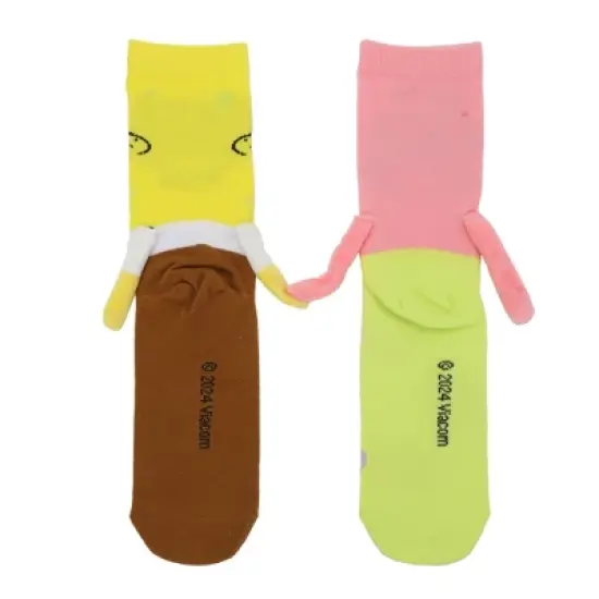 Spongebob Squarepants Spongebob & Patrick Women's Casual Crew Socks With 3D Arms & Magnetic Hands image {4}
