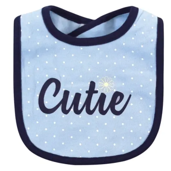 Hudson Baby Infant Girl Cotton Bib and Headband Set 5pk, Blue Daisy, One Size image {3}