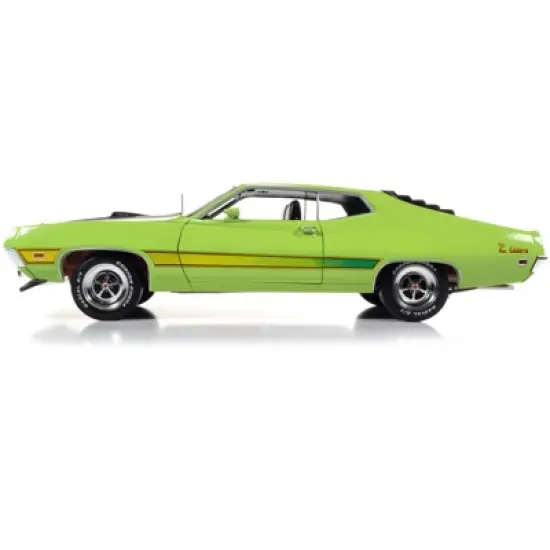 1971 Ford Torino Cobra Grabber Lime Green with Matt Black Hood and Stripes "Class of 1971" 1/18 Diecast Model Car by Auto World image {5}