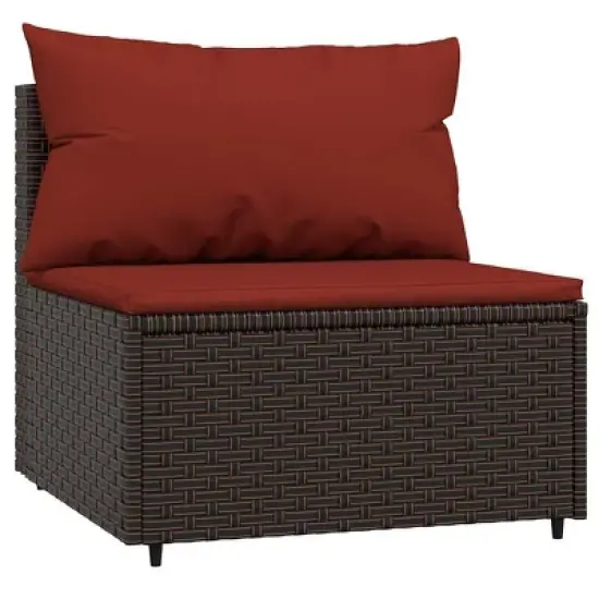 vidaXL Patio Lounge Set Brown PE Rattan, Powder-Coated Steel, Polyester image {4}