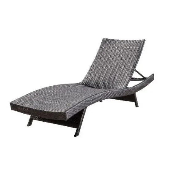 Wicker Patio Chaise Lounge with Adjustable Back, Poolside Sunbathing Chair with Foldable Legs, Waterproof Outdoor Chair -Christopher Knight Home image {3}
