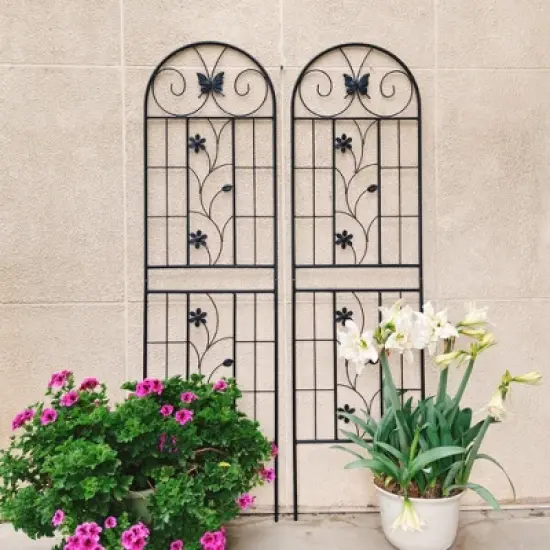 MOEPISY 2 Pack Metal Garden Trellis 71 inch x 19.7 inch Black image {1}