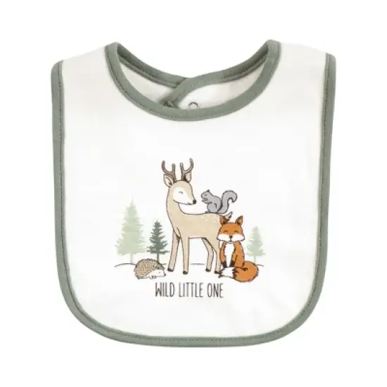 Hudson Baby Unisex Baby Cotton Bibs, Forest Animals, One Size image {2}