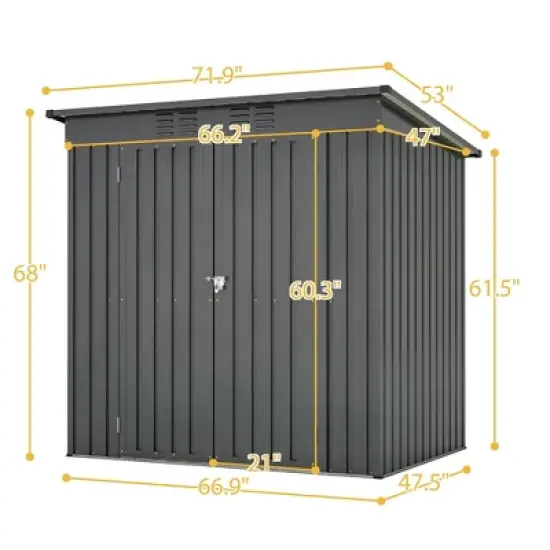 6 x 4 ft Outdoor Storage Shed, All Weather Tool Shed for Garden, Backyard, Lawn, Black image {4}