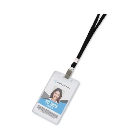 Advantus Deluxe Lanyards, Metal Clip Fastener, 36" Long, Black, 24/Box image {2}