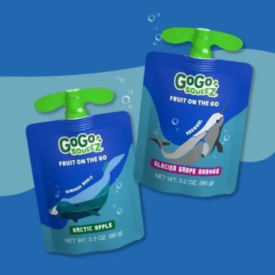 GoGo SqueeZ Applesauce and Fruit Puree Discovery Variety Pack Arctic Apple and Glacier Grape Orange Pouches - 64oz/20ct image {6}