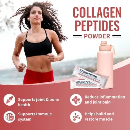 NATURE TARGET Multi Collagen Peptides Powder - Type I, II, III, V, X - Hydrolyzed Collagen Peptides with Prebiotics - 30 packets image {3}