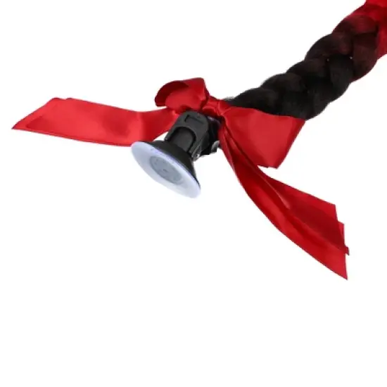 Unique Bargains Bicycle Motorcycle Helmet Decor Ponytail Black Scarlet 22" 1 Pc image {3}