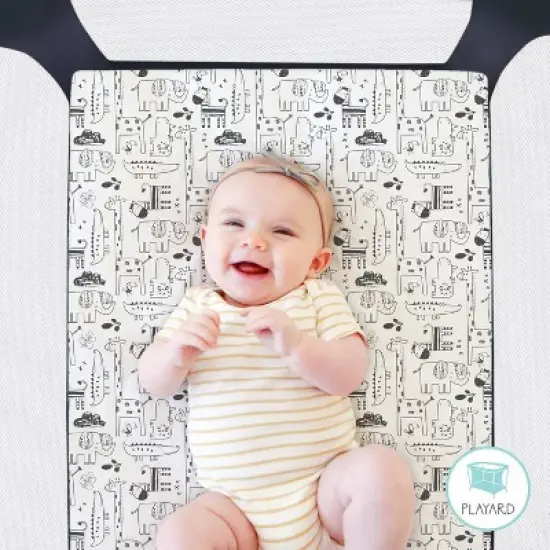 The Peanutshell Fitted Playard Sheets - Black and White Safari Animals - 2pk image {3}