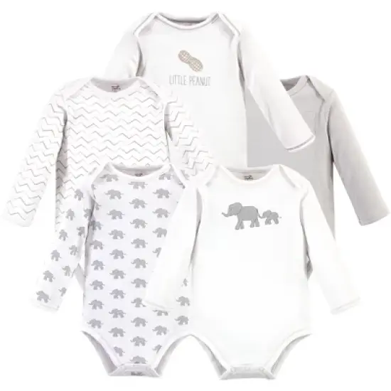 Touched by Nature Organic Cotton Long-Sleeve Bodysuits 5pk, Marching Elephant image {6}