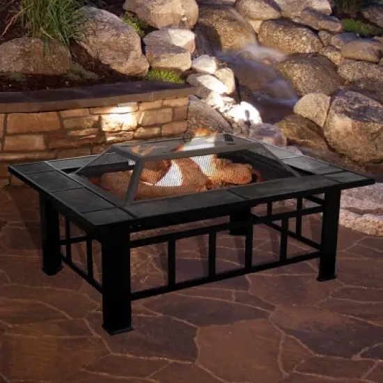 Nature Spring Outdoor Fire Pit - Black Tile Surround image {4}