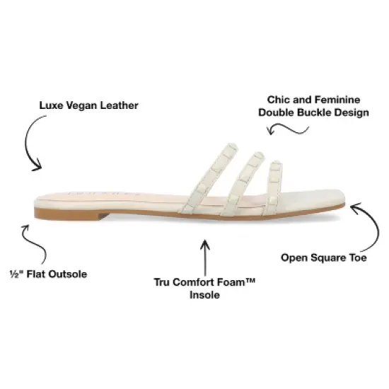 Journee Collection Womens Camarie Slip On Slide Multi Strap Sandals image {7}