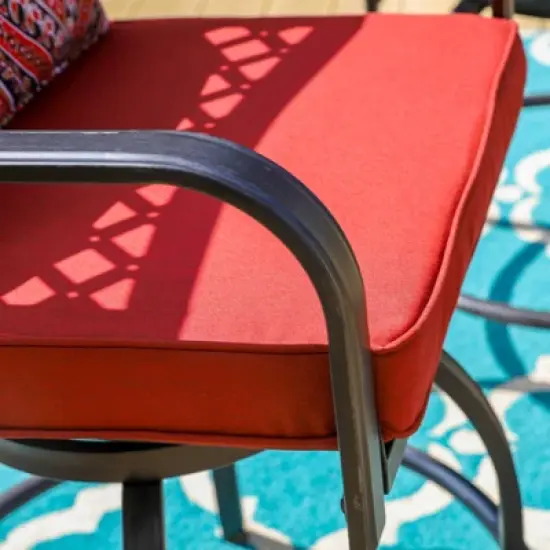 5pc Outdoor Set with Swivel Stools & Cushions & Square Metal Table - Captiva Designs image {3}