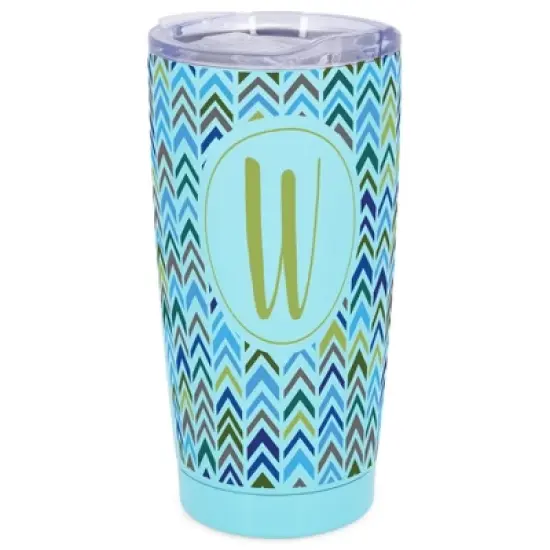 Elanze Designs W Monogram Herringbone Arrows Wrap-Around Design 20 Ounce Stainless Steel On-The-Go Coffee Mug, Thermal Travel Tumbler with Leak image {5}