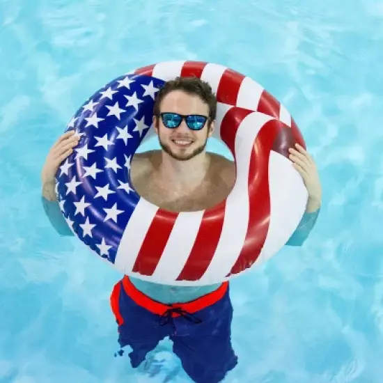 Swimline 36 Inch Inflatable American Flag Swimming Pool Tube Float (6 Pack) image {5}