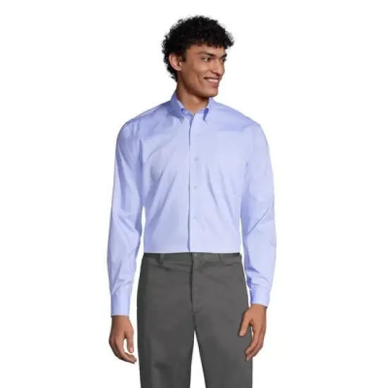Lands' End School Uniform Men's Long Sleeve No Iron Pinpoint Dress Shirt image {2}