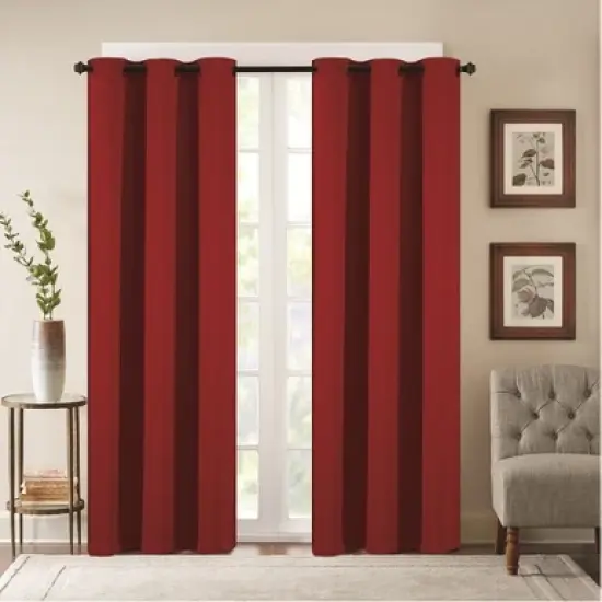 38" x 84" Solid Blackout Thermal Grommet Curtain Panels (Set of 2 Black) image {13}