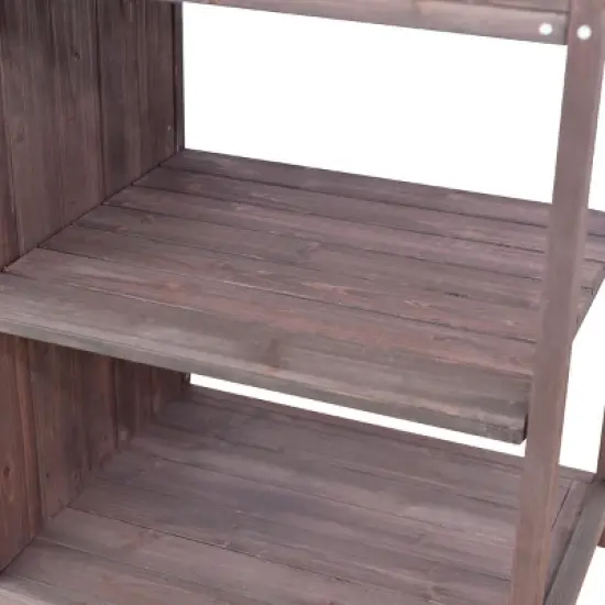 64.5 Inch Outdoor Potting Bench with Storage Cabinet and Open Shelves, Wooden Garden Workstation, Plant Display Rack for Patio - The Pop Home image {6}