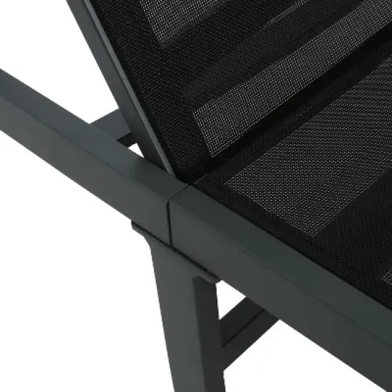 Christopher Knight Home Perlas Outdoor Aluminum Adjustable Chaise Lounge, Black image {7}