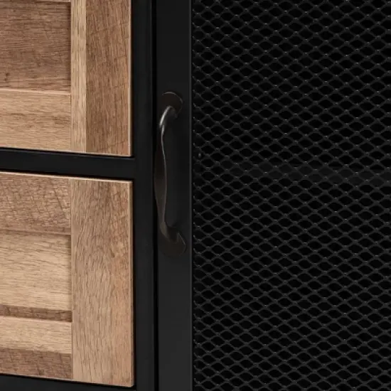 Connell Two-Tone Wood and Metal Sideboard Buffet Natural Brown/Black - Baxton Studio image {5}