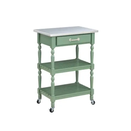 Carolina Kitchen Cart with Stainless Steel Top Green - Boraam image {1}