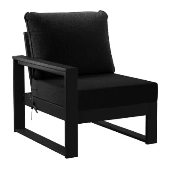 WestinTrends Montara Outdoor HDPE All-Weather Modern Patio Loveseat with Waterproof Cushions image {4}