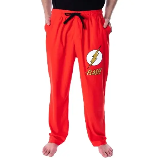 DC Comics Men's The Flash Classic Logo Loungewear Sleep Pajama Pants Red image {5}