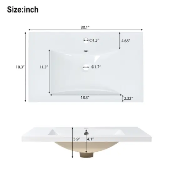 Whisen 30" Bathroom Vanity Set with Sink & Solid Wood Frame image {15}