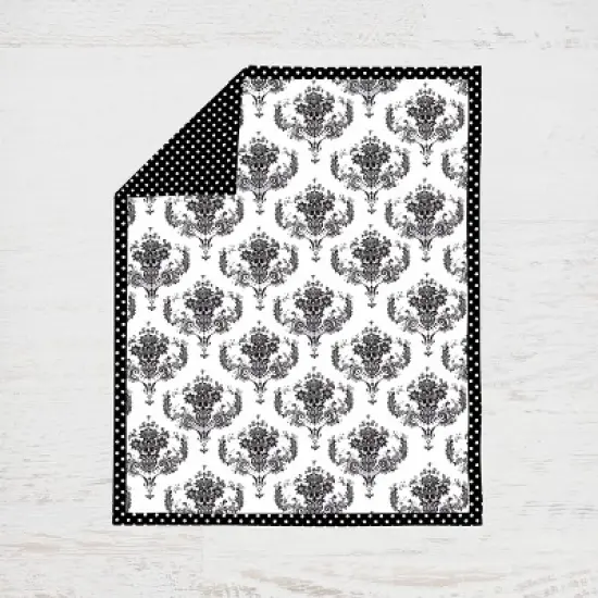 Bacati - Classic Damask Black/Grey/White 4 pc Crib Bedding Set with Diaper Caddy image {3}