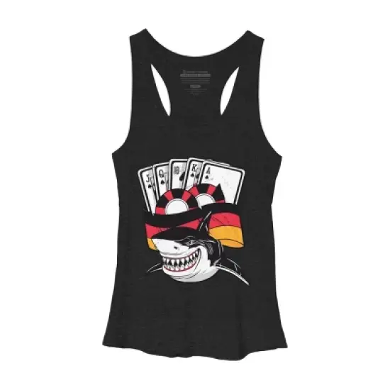 Women's Design By Humans Shark Poker Player, Are You Ready By rasok Racerback Tank Top image {2}