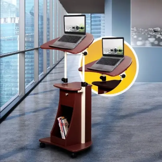 Rolling Adjustable Laptop Cart with Storage - Techni Mobili image {3}