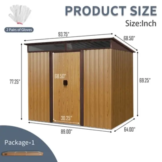 CAVINAS Multi-Functional Outdoor Storage Shed with Lockable Sliding Doors and Transparent plate image {3}