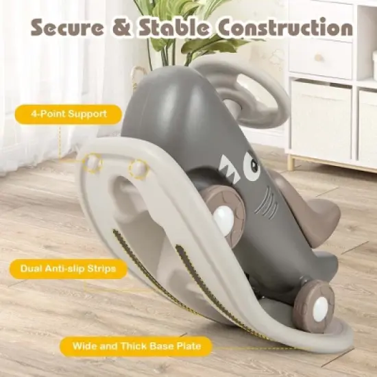 Costway Convertible Rocking Horse & Sliding Car with Detachable Balance Board Dark Gray/White image {6}