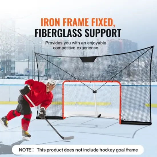 VEVOR Hockey Goal Backstop Net, Street Hockey Sports Backstop Netting, 12x7 FT Large Size Target Net, Black (Goal Frame Not Included) image {2}