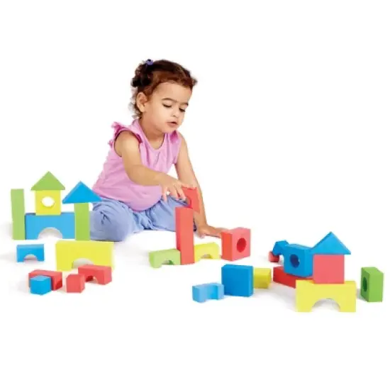 edushape&reg; Edu-Color Building Blocks, Assorted Colors & Shapes, 80 Pieces image {1}