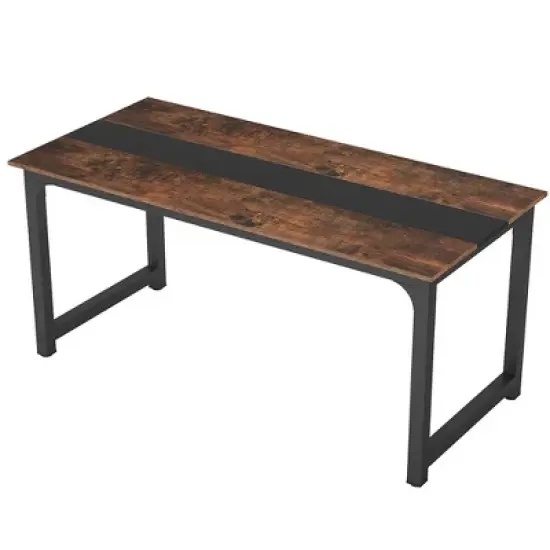 Resenkos Computer Desk, Gaming Desk,Computer Desk, Office Desk Computer Table Study Writing Desk,Vintage Brown & Black image {2}